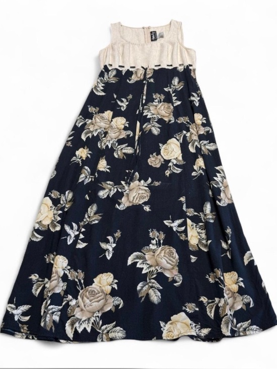 All that Jazz Dresses & Skirts - Vintage 90’s Linen Blend Floral Maxi Dress Women’s 11/12 Cottagecore Summer